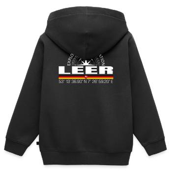 Leer - Kinder Premium Organic Zip Hoodie - Schwarz - Hinten - AI Model Kid Male (0cm)