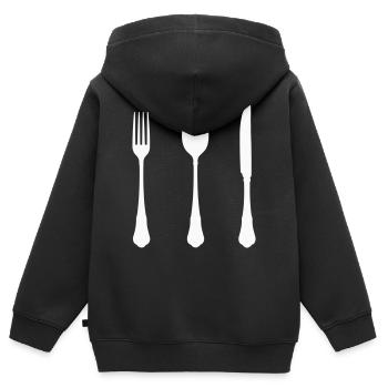 Conception de silhouettes de couverts - Sweat Premium à capuche zippé enfant bio - noir - Dos - AI Model Kid Male (0cm)