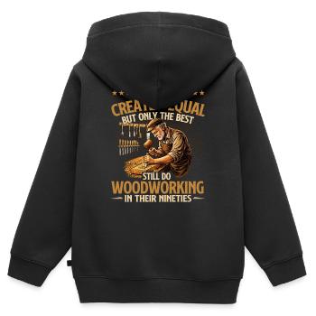 Beste Holzarbeiter in ihren Neunzigern Humor - Kinder Premium Organic Zip Hoodie - Schwarz - Hinten - AI Model Kid Male (0cm)