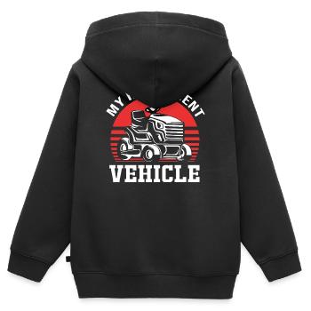 Rasen (Wiese) Rasenmäher - Kinder Premium Organic Zip Hoodie - Schwarz - Hinten - AI Model Kid Male (0cm)