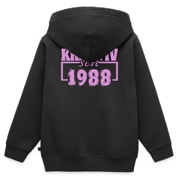 Création 1988 - Sweat Premium à capuche zippé enfant bio - noir - Dos - AI Model Kid Male (0cm)