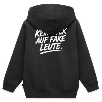 Kein Bock Auf Fake Leute - Kinder Premium Organic Zip Hoodie - Schwarz - Hinten - AI Model Kid Male (0cm)