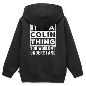 Das ist eine Sache von Colin, die du nicht verstehen würdest - Kinder Premium Organic Zip Hoodie - Schwarz - Hinten - AI Model Kid Male (0cm)