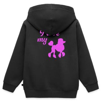 Caniche Pink Dogs Bello Walk Love Dog Propriétaire Fan - Sweat Premium à capuche zippé enfant bio - noir - Dos - AI Model Kid Male (0cm)