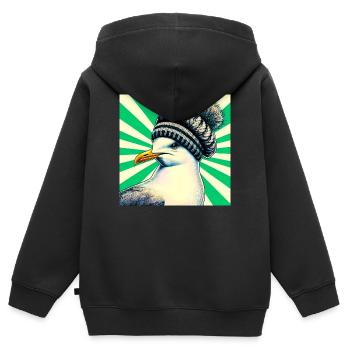 mouette - Sweat Premium à capuche zippé enfant bio - noir - Dos - AI Model Kid Male (0cm)