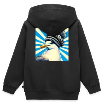 mouette - Sweat Premium à capuche zippé enfant bio - noir - Dos - AI Model Kid Male (0cm)