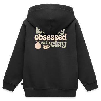 Toujours amoureux de l’argile | Céramique de poterie - Sweat Premium à capuche zippé enfant bio - noir - Dos - AI Model Kid Male (0cm)