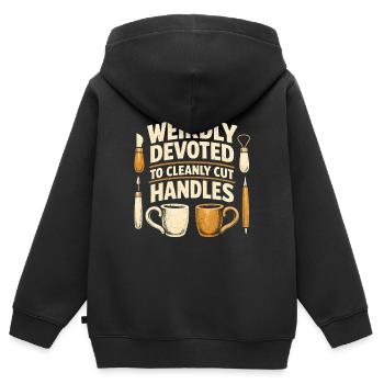 Henkel sauber schneiden | Keramik - Kinder Premium Organic Zip Hoodie - Schwarz - Hinten - AI Model Kid Male (0cm)