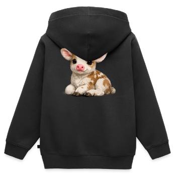 Süßes Kalb-Kuscheltier - Kinder Premium Organic Zip Hoodie - Schwarz - Hinten - AI Model Kid Male (0cm)