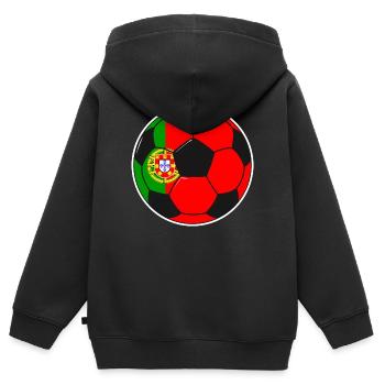Fußballmannschaft Portugal - Kinder Premium Organic Zip Hoodie - Schwarz - Hinten - AI Model Kid Male (0cm)