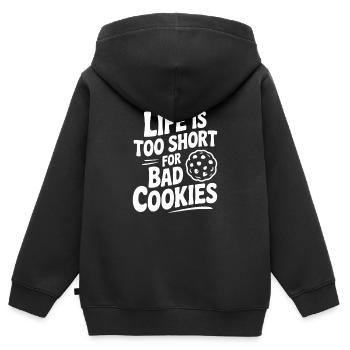 La vie est trop courte pour les mauvais biscuits - Sweat Premium à capuche zippé enfant bio - noir - Dos - AI Model Kid Male (0cm)