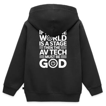 AV Tech Gott auf der Bühne - Kinder Premium Organic Zip Hoodie - Schwarz - Hinten - AI Model Kid Male (0cm)