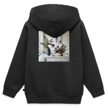 Geometrische Blüten Vasen - Modern Art - Kinder Premium Organic Zip Hoodie - Schwarz - Hinten - AI Model Kid Male (0cm)
