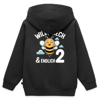 Bienchen Endlich 2 Jahre Mädchen Geburtstagsmotiv - Kinder Premium Organic Zip Hoodie - Schwarz - Hinten - AI Model Kid Male (0cm)