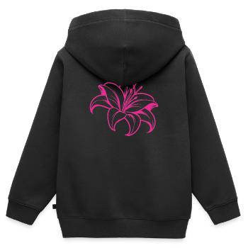 Fleur de lys - Sweat Premium à capuche zippé enfant bio - noir - Dos - AI Model Kid Male (0cm)