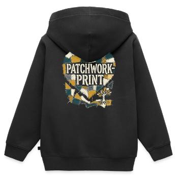Patchwork Print - Kinder Premium Organic Zip Hoodie - Schwarz - Hinten - AI Model Kid Male (0cm)