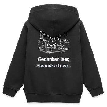 Gedanken leer Strandkorb voll witziges Möwen Meme - Kinder Premium Organic Zip Hoodie - Schwarz - Hinten - AI Model Kid Male (0cm)
