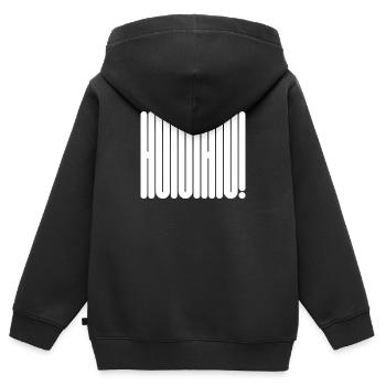 MENSCH! Fette geometrische Typografie-Aussage - Kinder Premium Organic Zip Hoodie - Schwarz - Hinten - AI Model Kid Male (0cm)