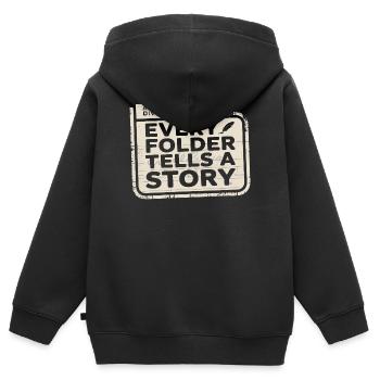 Chaque dossier raconte une histoire - Sweat Premium à capuche zippé enfant bio - noir - Dos - AI Model Kid Male (0cm)