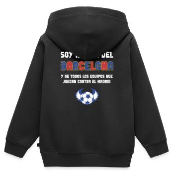 Barcelona Fußballfan - Kinder Premium Organic Zip Hoodie - Schwarz - Hinten - AI Model Kid Male (0cm)