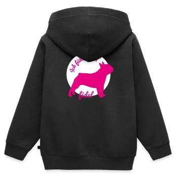Mops fidel Kreis Hunde Humor Büroleben Tierliebe - Kinder Premium Organic Zip Hoodie - Schwarz - Hinten - AI Model Kid Male (0cm)