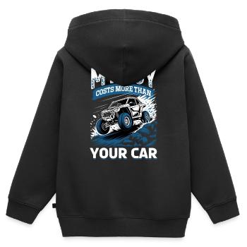 UTV Tout-Terrain 4 Roues Côte à côte - Sweat Premium à capuche zippé enfant bio - noir - Dos - AI Model Kid Male (0cm)