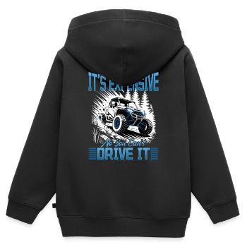 UTV Tout-Terrain 4 Roues Côte à côte - Sweat Premium à capuche zippé enfant bio - noir - Dos - AI Model Kid Male (0cm)