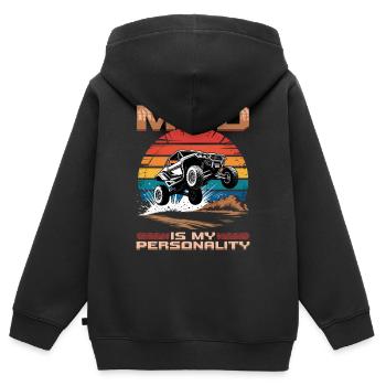 UTV Tout-Terrain 4 Roues Côte à côte - Sweat Premium à capuche zippé enfant bio - noir - Dos - AI Model Kid Male (0cm)