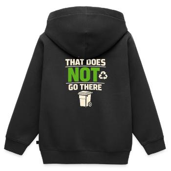 No, that doesn't belong there | Waste separation - Kids Premium Organic Zip-up Hoodie - black - Back - AI Model Kid Male (0cm)