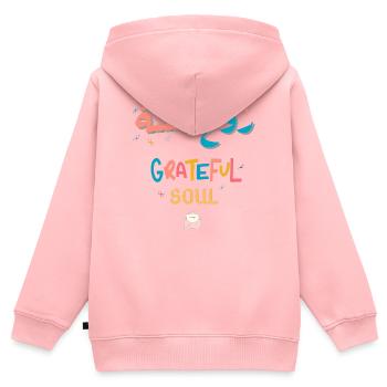 Dankbare Regenbogenseele - Kinder Premium Organic Zip Hoodie - Rosa - Hinten - AI Model Kid Female (0cm)