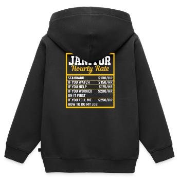 Salaire horaire de l’intérimaire - Sweat Premium à capuche zippé enfant bio - noir - Dos - AI Model Kid Male (0cm)