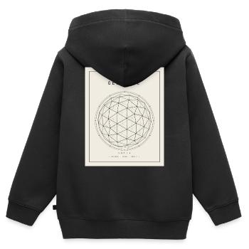 Motif géodésique de la géométrie des sphères - Sweat Premium à capuche zippé enfant bio - noir - Dos - AI Model Kid Male (0cm)