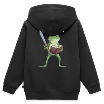 Grenouille de Test de l’Aube - Sweat Premium à capuche zippé enfant bio - noir - Dos - AI Model Kid Male (0cm)