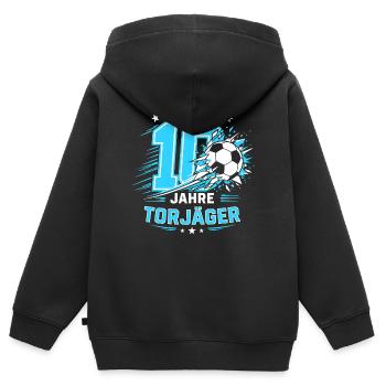 10 Jahre Torjäger Fußball Geburtstag Geschenk - Kinder Premium Organic Zip Hoodie - Schwarz - Hinten - AI Model Kid Male (0cm)