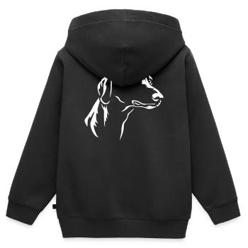 Azawakh Kopf "Black Edition" - Kinder Premium Organic Zip Hoodie - Schwarz - Hinten - AI Model Kid Male (0cm)