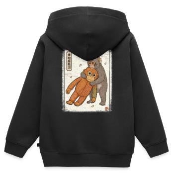 Ukiyo-e Baby Monkey Punch - Kinder Premium Organic Zip Hoodie - Schwarz - Hinten - AI Model Kid Male (0cm)