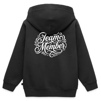 Team Mitglied - Kinder Premium Organic Zip Hoodie - Schwarz - Hinten - AI Model Kid Male (0cm)