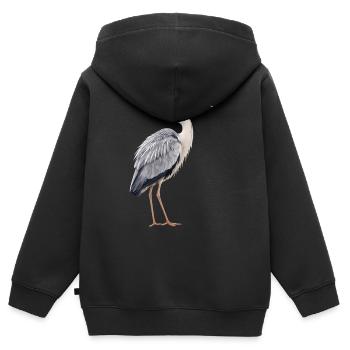 Realistischer Graureiher - Kinder Premium Organic Zip Hoodie - Schwarz - Hinten - AI Model Kid Male (0cm)
