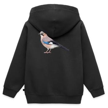 Realistischer Eichelhäher - Kinder Premium Organic Zip Hoodie - Schwarz - Hinten - AI Model Kid Male (0cm)