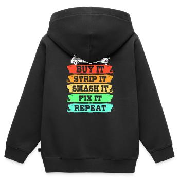 Démolition du derby - Sweat Premium à capuche zippé enfant bio - noir - Dos - AI Model Kid Male (0cm)