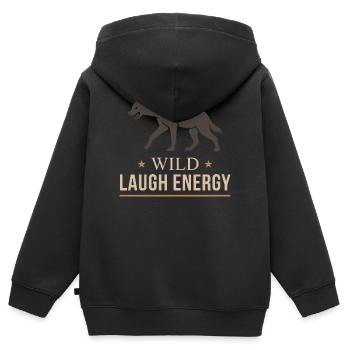 Lachende Hyäne Gepunktete Hyäne Hyänenliebhaber - Kinder Premium Organic Zip Hoodie - Schwarz - Hinten - AI Model Kid Male (0cm)