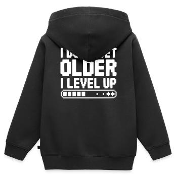 Ich werde nicht älter, ich steige auf. - Kinder Premium Organic Zip Hoodie - Schwarz - Hinten - AI Model Kid Male (0cm)