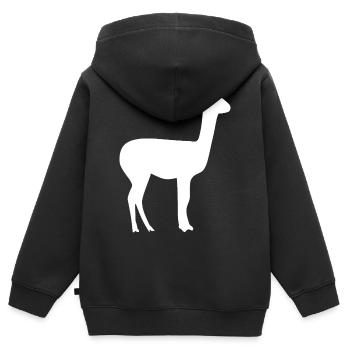 Lama - Kinder Premium Organic Zip Hoodie - Schwarz - Hinten - AI Model Kid Male (0cm)