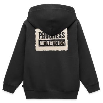 Progrès-pas-perfection - Sweat Premium à capuche zippé enfant bio - noir - Dos - AI Model Kid Male (0cm)
