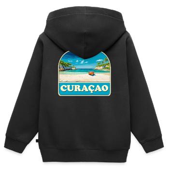 Curacao - Kinder Premium Organic Zip Hoodie - Schwarz - Hinten - AI Model Kid Male (0cm)