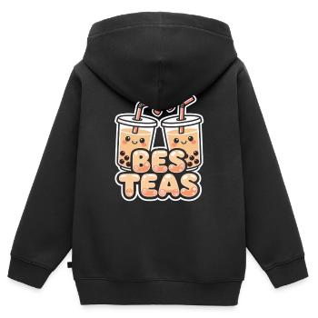 Boba Best Theas Amateurs de bubble tea adorables - Sweat Premium à capuche zippé enfant bio - noir - Dos - AI Model Kid Male (0cm)