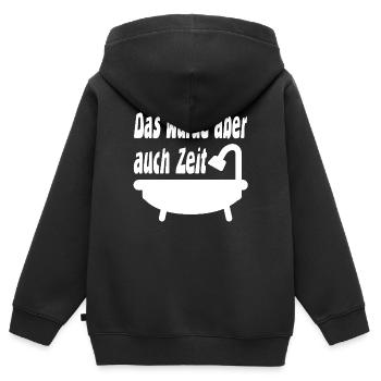 Baden - Kinder Premium Organic Zip Hoodie - Schwarz - Hinten - AI Model Kid Male (0cm)