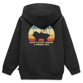Noël rétro drôle de Bébé Jésus - Sweat Premium à capuche zippé enfant bio - noir - Dos - AI Model Kid Male (0cm)