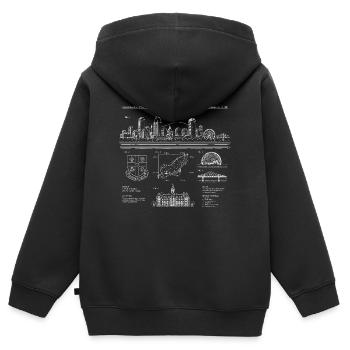 Blaupause der Skyline von Montreal - Kinder Premium Organic Zip Hoodie - Schwarz - Hinten - AI Model Kid Male (0cm)
