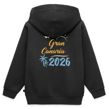 Gran Canaria 2026 - Kinder Premium Organic Zip Hoodie - Schwarz - Hinten - AI Model Kid Male (0cm)